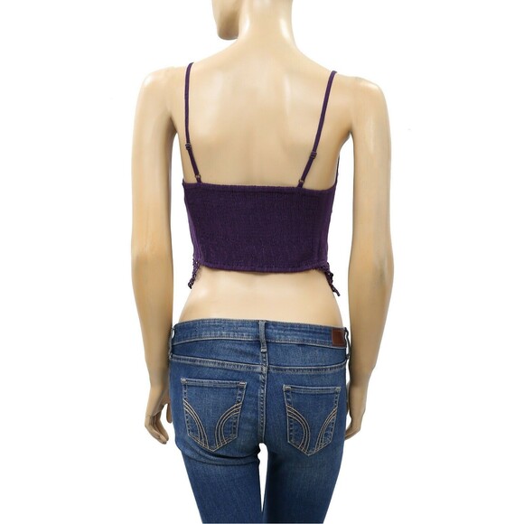 Free People FP One Geo Bralette Cropped Top Smocked Crochet Embroidered S 282651 - Picture 5 of 7